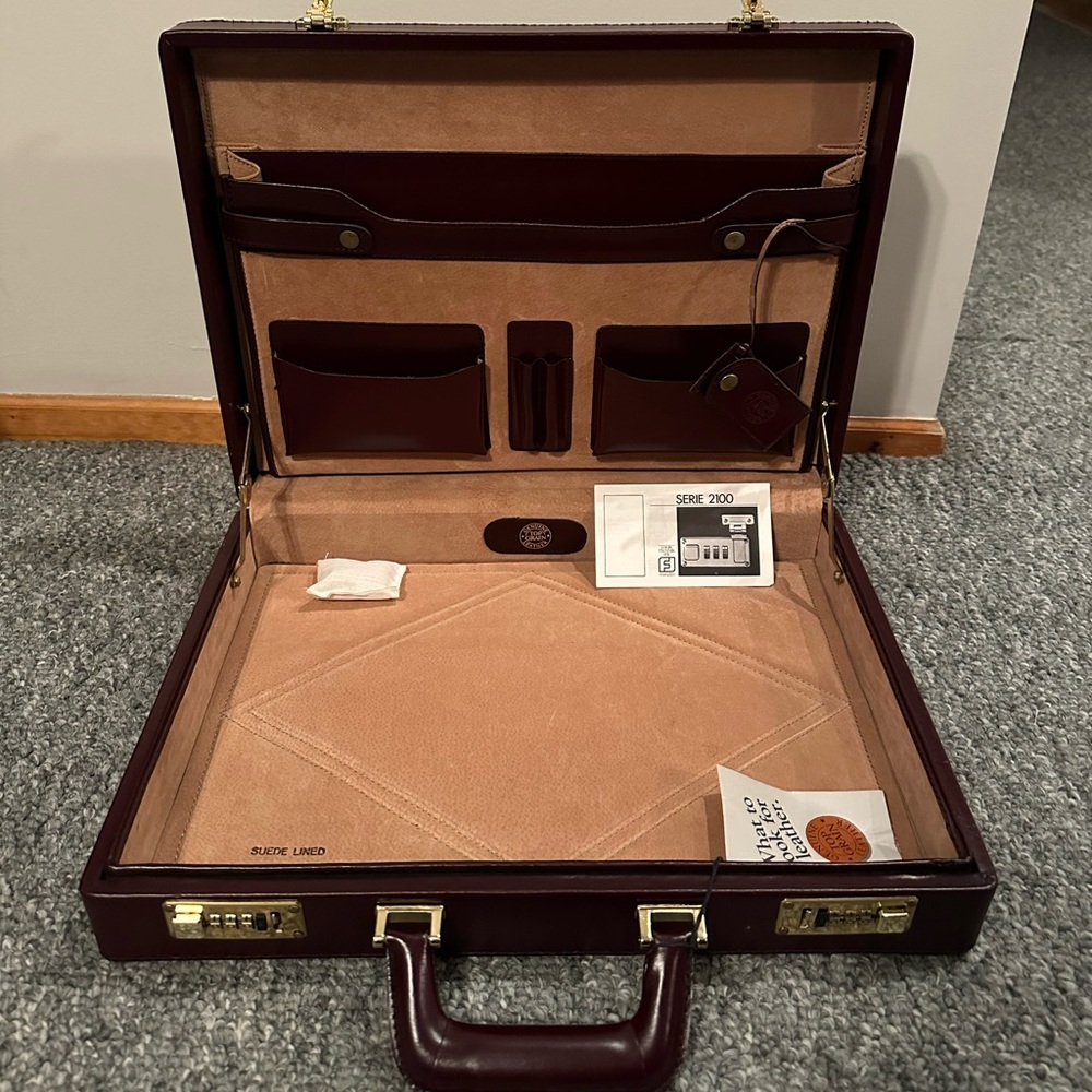 Vintage Rare NWT Franzen Briefcase Brown Leather Series 2100